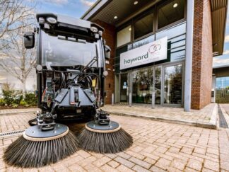 Hayward Sign and outdoor cleaning vehicle