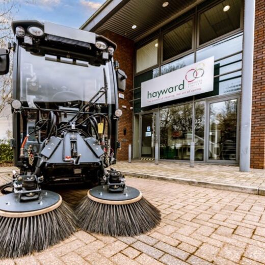 Hayward Sign and outdoor cleaning vehicle